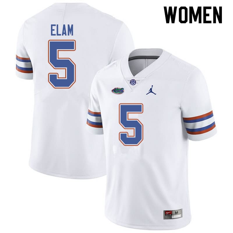 NCAA Florida Gators Kaiir Elam Women's #5 Jordan Brand White Stitched Authentic College Football Jersey NPP4264JD